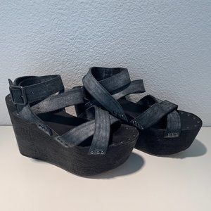 Joe's Distressed Leather Brenda Platform Wedges